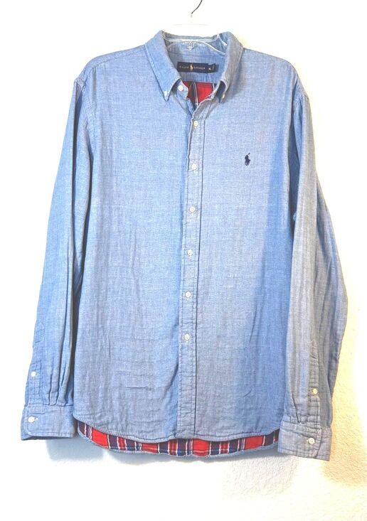 Polo Ralph Lauren Other - Polo Ralph Lauren Chambray Padded Shirt XL Blue Oxford Button Down Navy Pony